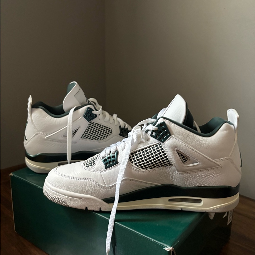 Jordan Retro 4; White and Oxidized Green Sneakers - Picture 6 of 7